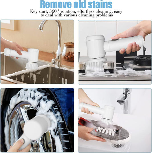 Portable 5-in-1 Bathroom Scrubber Brush