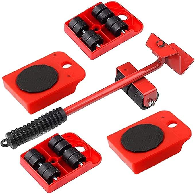 Furniture Lifter & Mover Set – with 4 Rollers & Spare Wheel (Up to 150kg Load)
