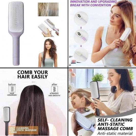 Self-Cleaning Hair Brush – Anti-Static Comb for Kids and Adults